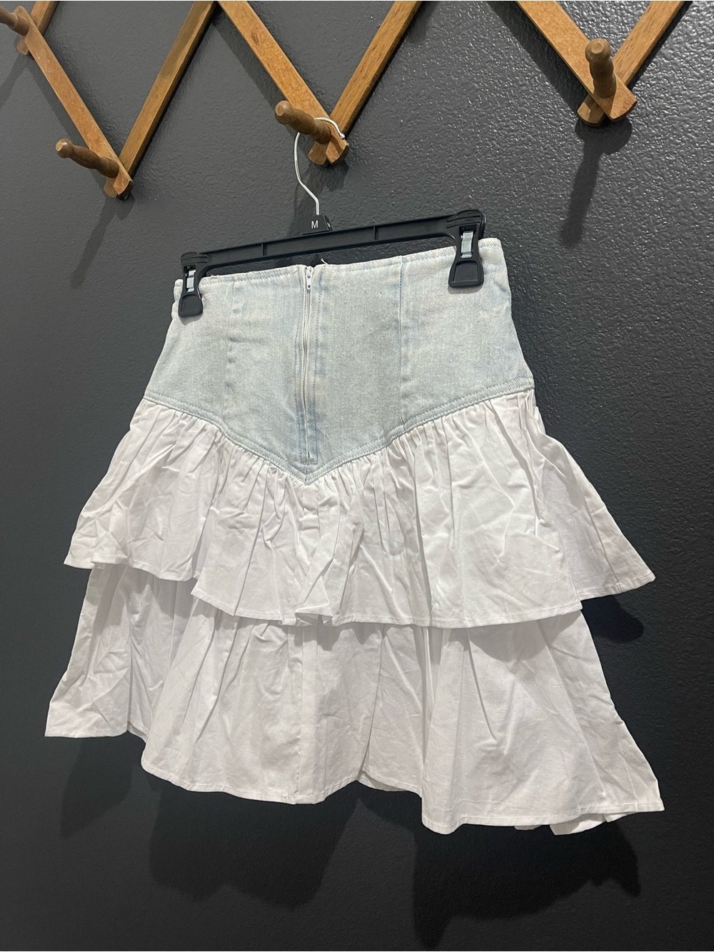 Vintage 100% Cotton Denim & Fabric Skirt - Picture 5 of 7